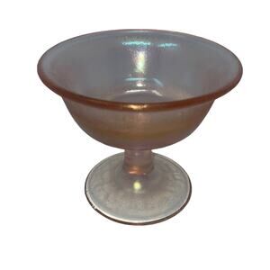 Vintage 75th anniversary edition Velva Fenton iridescent pink glass sherbet